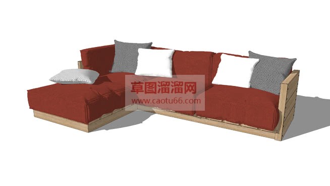 L型木沙发家SU模型