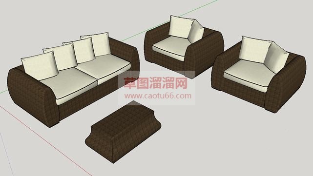 藤制沙发免费SU模型