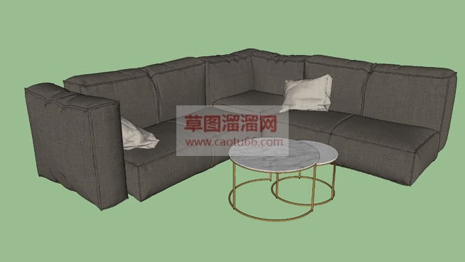画布艺L型沙SU模型