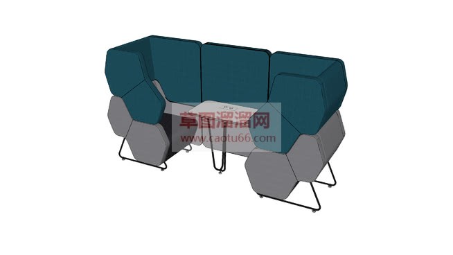 画休闲卡座SU模型