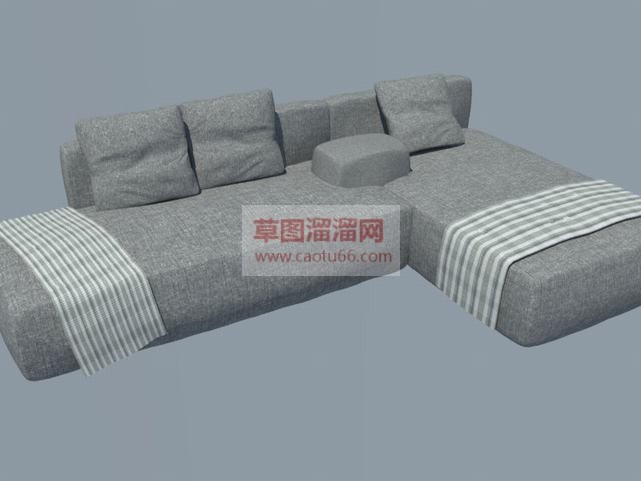 L型布艺沙发SU模型