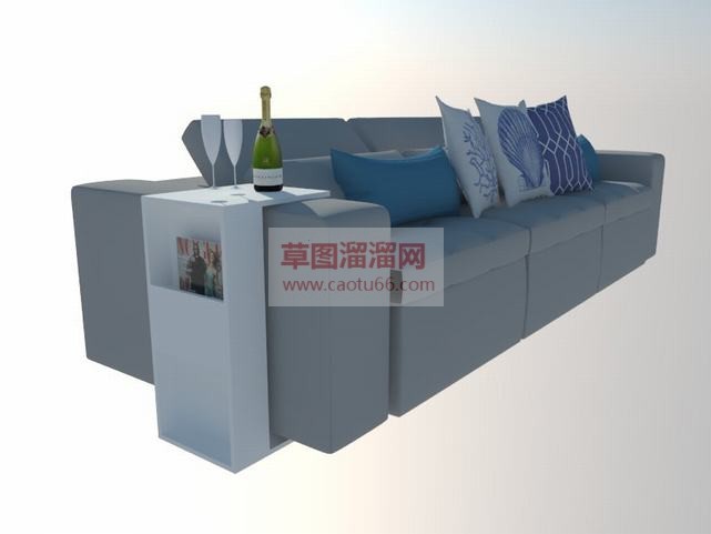 直沙发和香槟SU模型