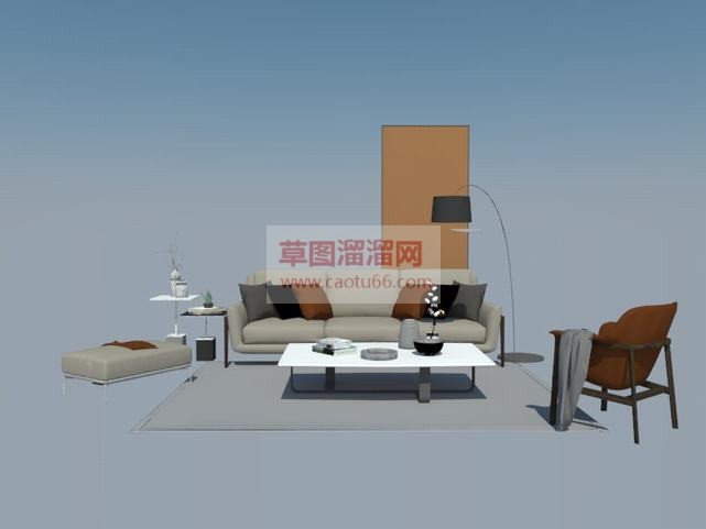 沙发茶几组合SU模型