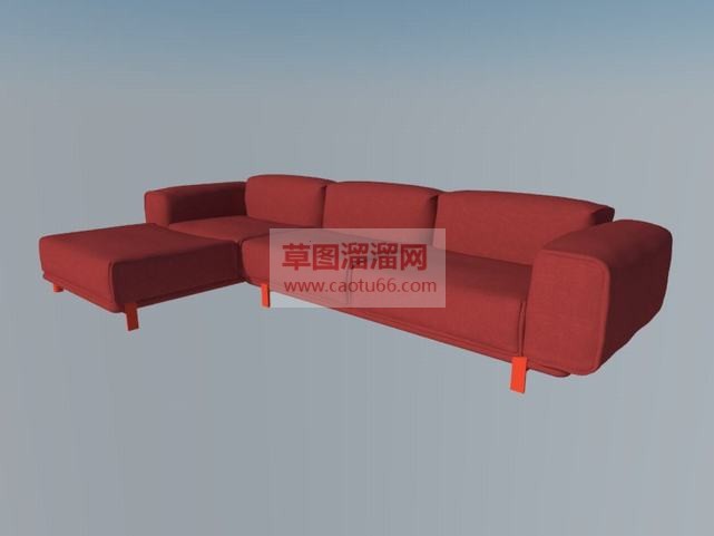 网站红色沙发SU模型