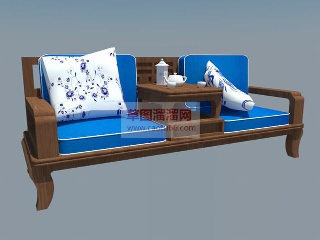 中式实木沙发SU模型
