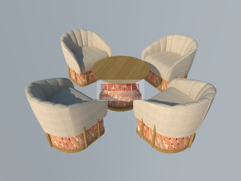 休闲桌椅家具SU模型