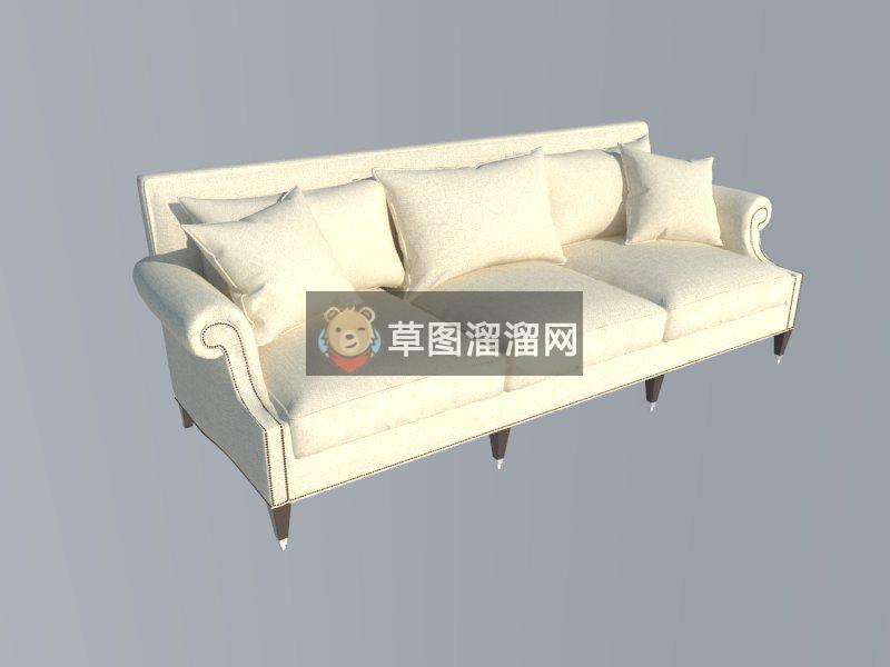 欧简皮革沙发SU模型
