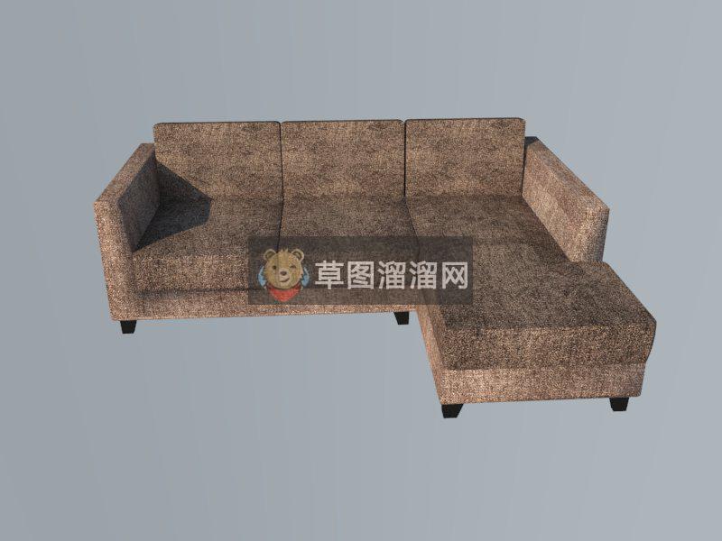 布艺L型沙发SU模型