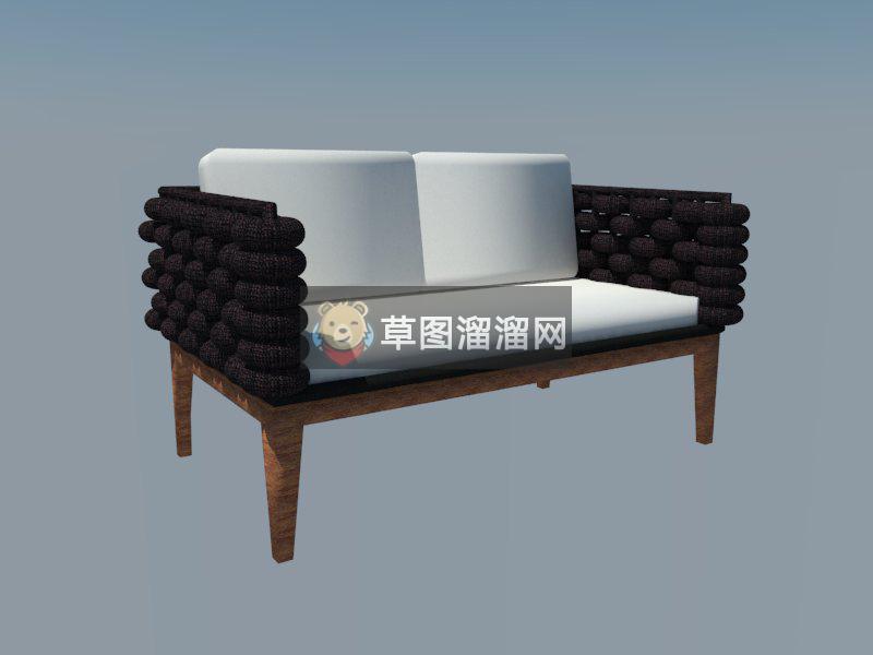 简易木制沙发SU模型