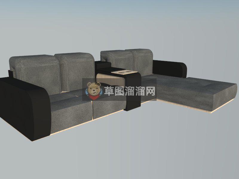 家庭影院L型沙发SU模型