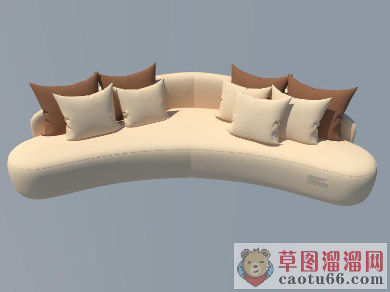 半弧形皮沙发SU模型
