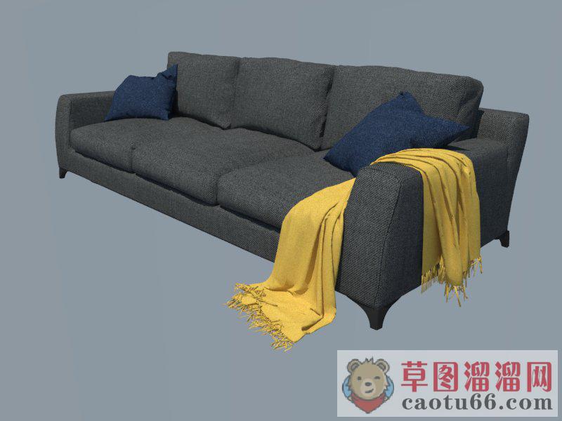 现代帆布沙发SU模型