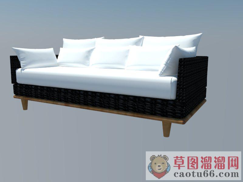 藤制沙发家具SU模型
