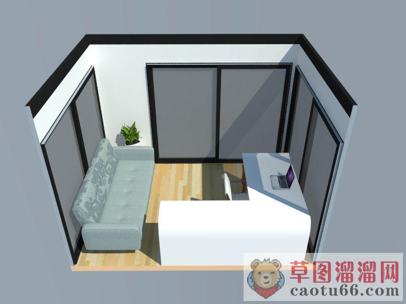 沙发玻璃门窗L型SU模型