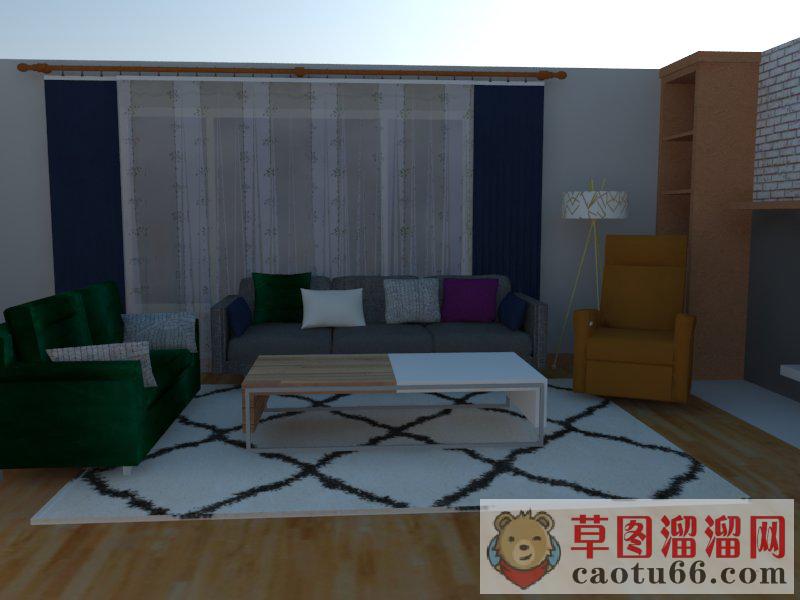 客厅沙发茶几SU模型