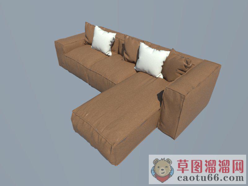 精细L型沙发SU模型