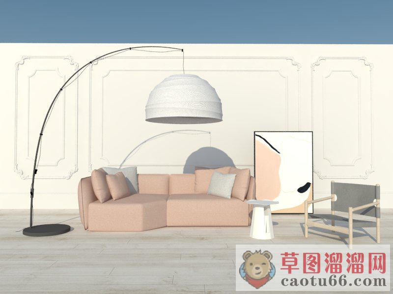 现代软装客厅SU模型