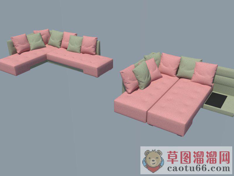 现代L型沙发SU模型