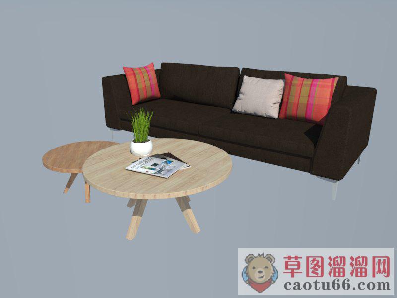 沙发茶几组合SU模型