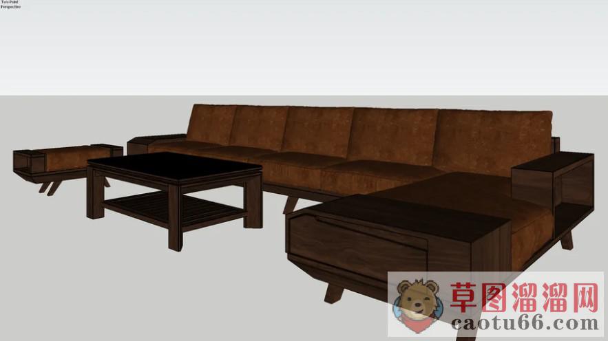 L型沙发茶几SU模型
