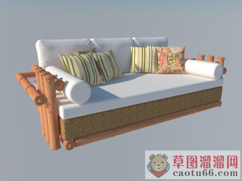 竹制沙发家具SU模型