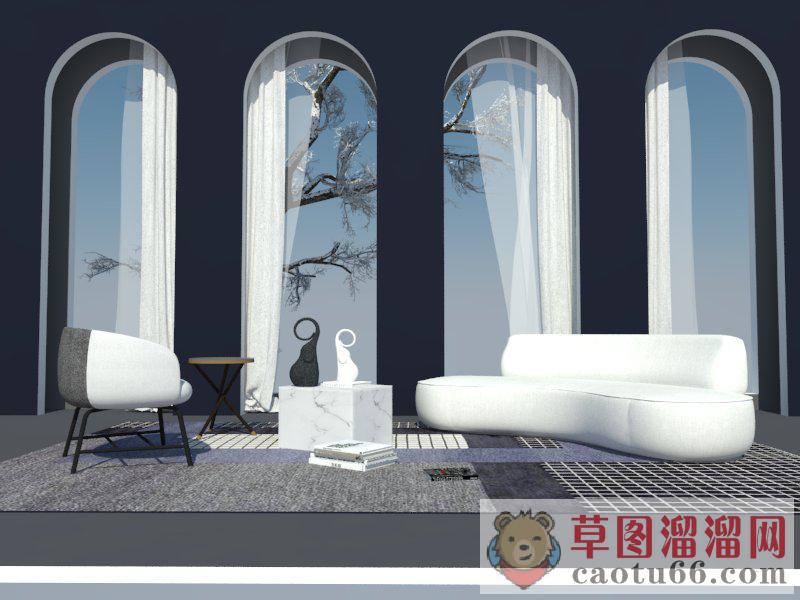 现代客厅沙发SU模型