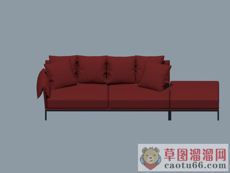 红色沙发SU模型