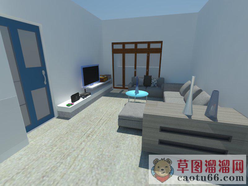 沙发电视柜门窗SU模型