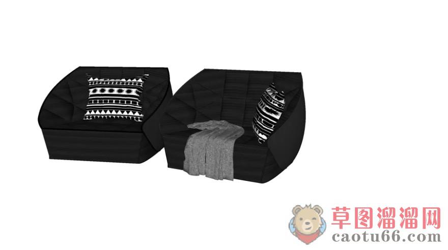 单人座扶手沙发SU模型