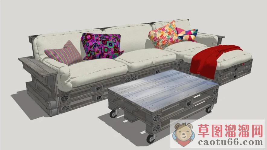 托盘沙发家具SU模型