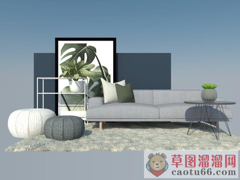 现代布艺沙发SU模型
