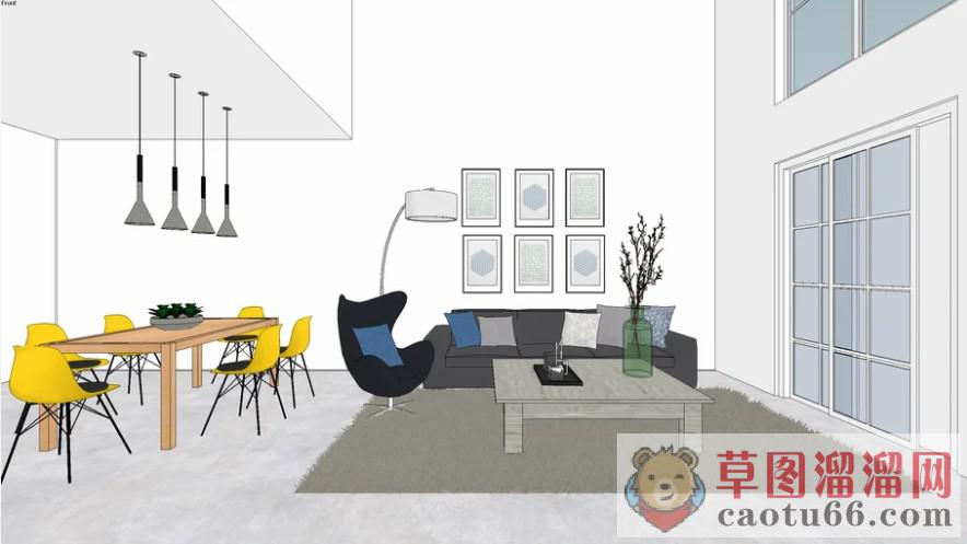 客厅沙发餐桌椅SU模型