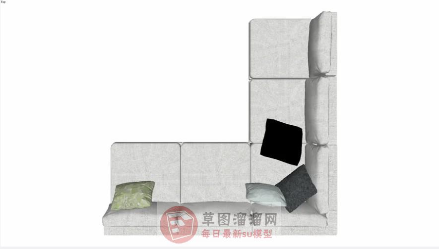 L型帆布沙发SU模型