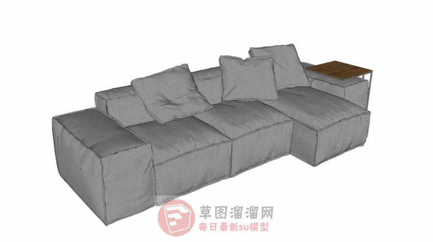 短L形布艺沙发SU模型