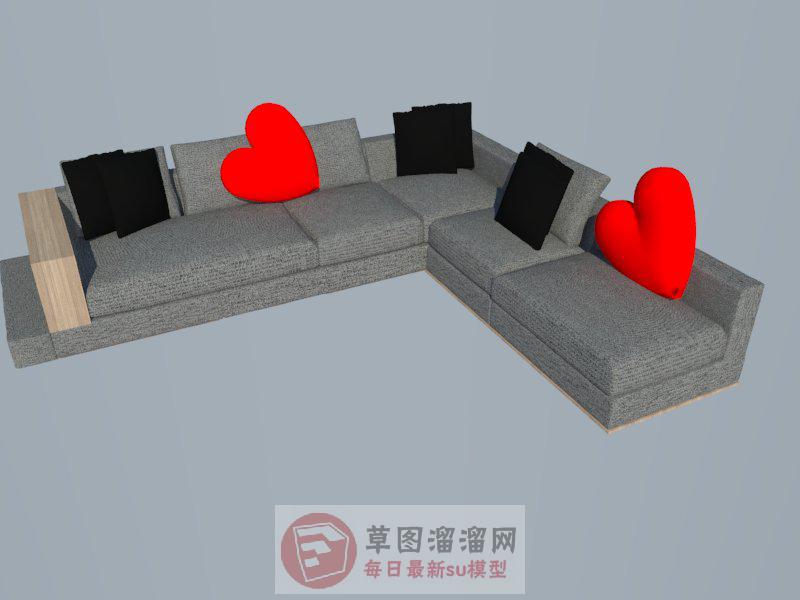 L形沙发布艺SU模型