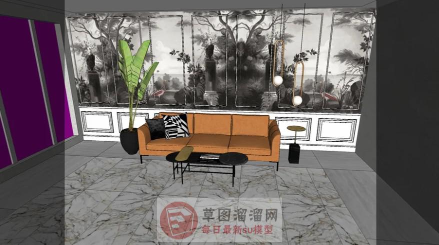 客厅沙发茶几SU模型