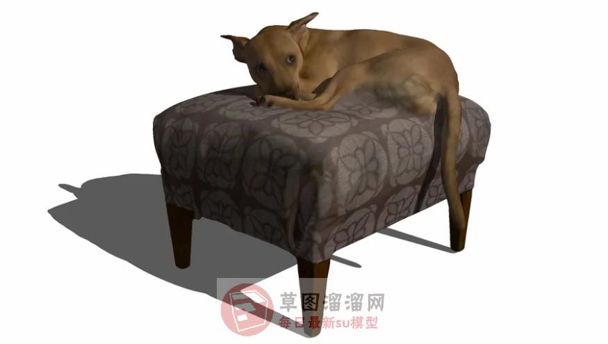 沙发凳小狗SU模型