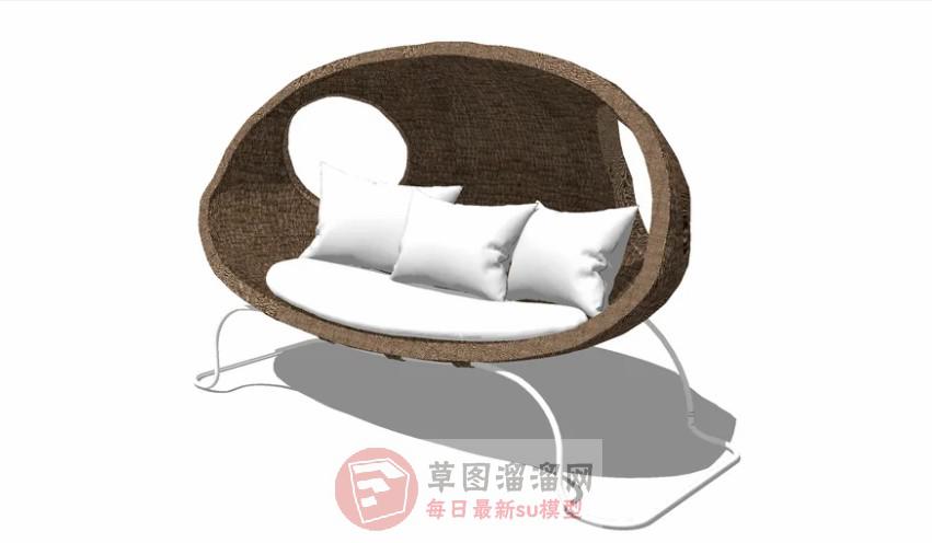 藤制座椅沙发椅SU模型