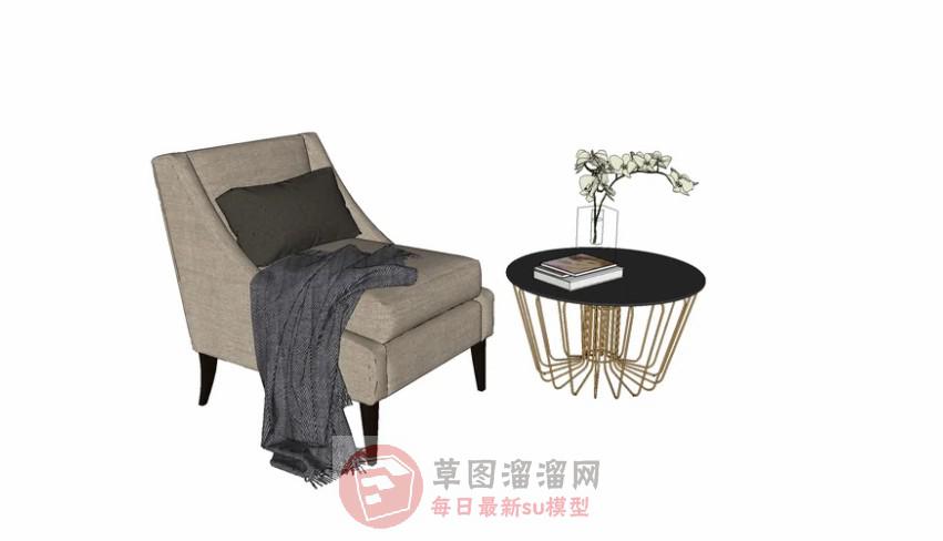 沙发椅边桌SU模型