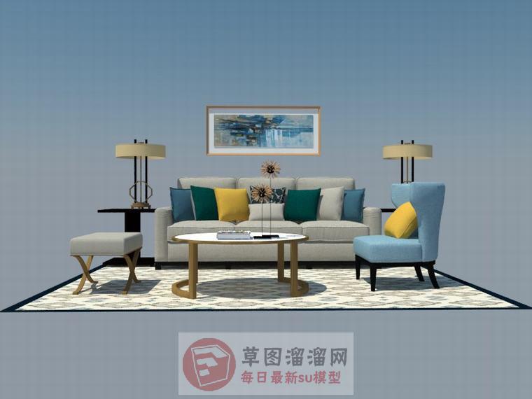 客厅沙发茶几SU模型