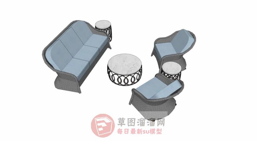 沙发茶几简约SU模型