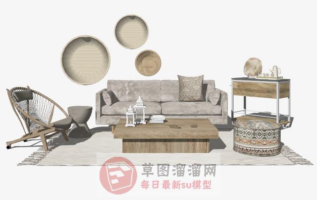 沙发茶几边桌SU模型