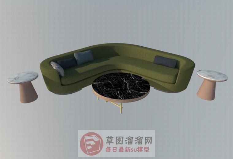 沙发茶几边角桌SU模型