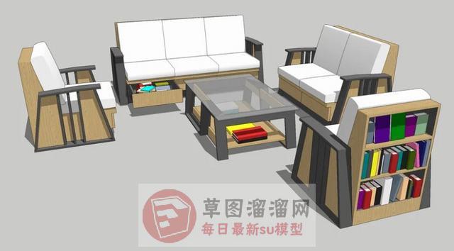 沙发家具书柜SU模型