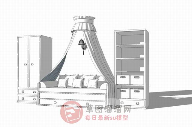 沙发床蚊帐收纳柜SU模型
