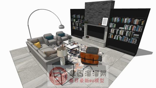 客厅沙发电视柜SU模型