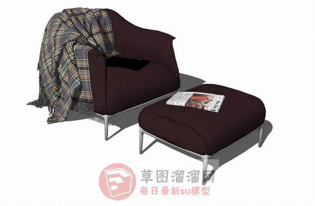 休闲扶手沙发椅SU模型