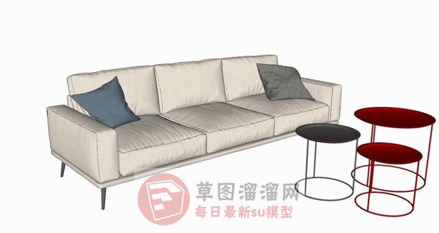 三人座沙发SU模型