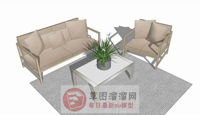 沙发茶几SU模型