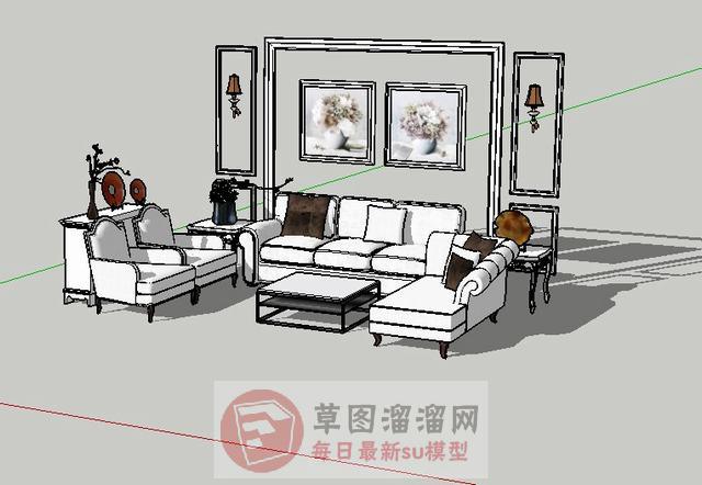 欧式沙发SU模型